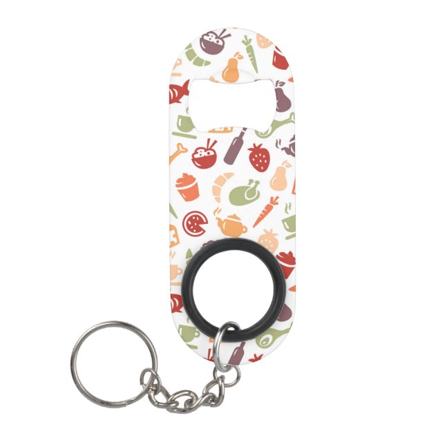 Food Pattern 2 Keychain Bottle Opener (Front)