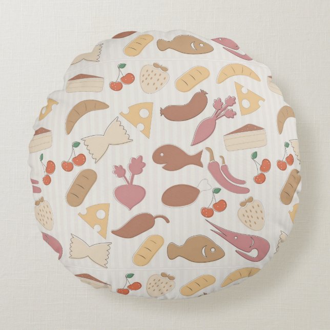 Food Pattern 2 Round Pillow (Front)