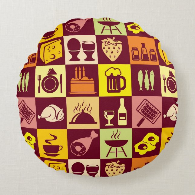 Food Pattern 2 Round Pillow (Front)