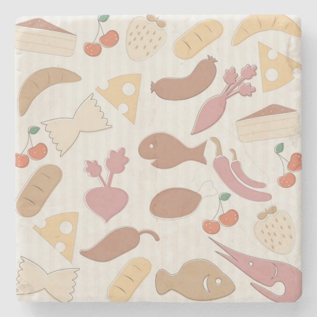 Food Pattern 2 Stone Coaster (Front)