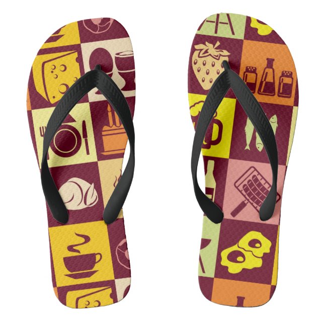 Food Pattern 3 Flip Flops (Footbed)