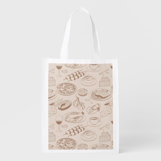Food Pattern 3 Grocery Bag (Front)