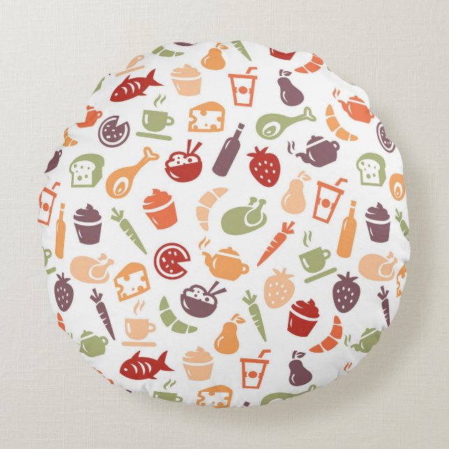 Food Pattern 3 Round Pillow (Front)
