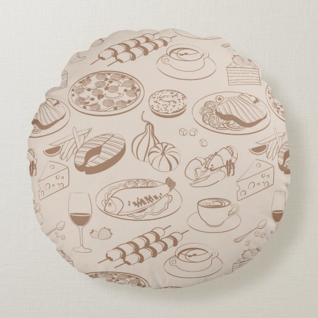 Food Pattern 3 Round Pillow (Front)