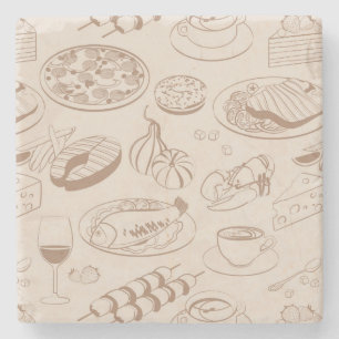 Food Pattern 3 Stone Coaster