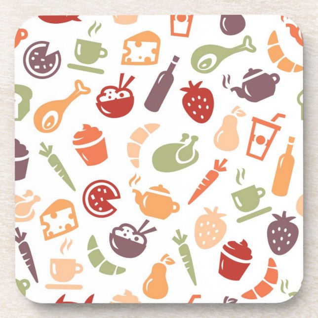 Food Pattern Beverage Coaster (Front)