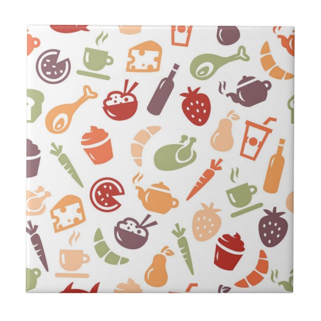 Food Pattern Ceramic Tile (Front)