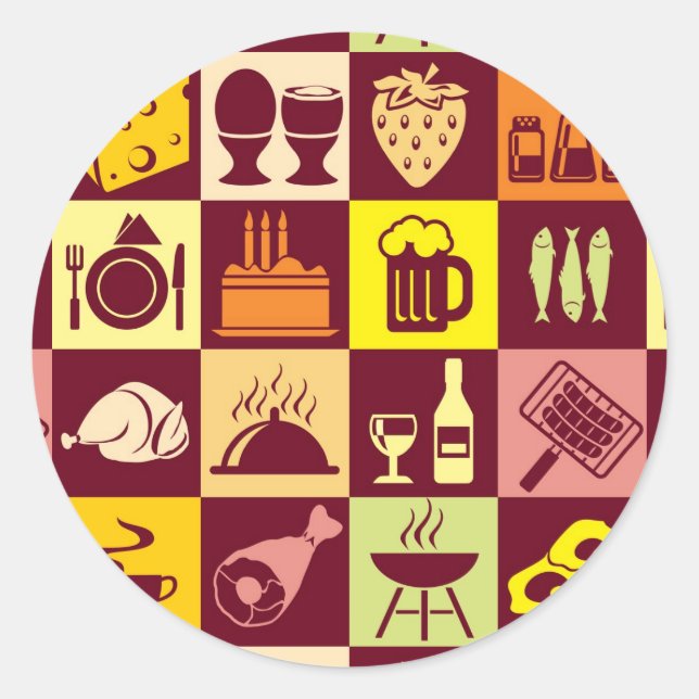 Food Pattern Classic Round Sticker (Front)