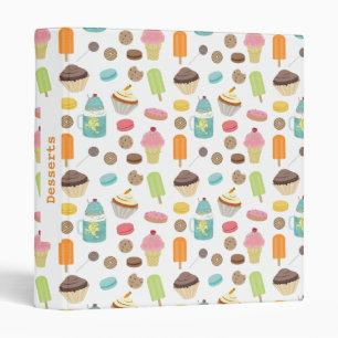 Food Pattern Desserts Recipes Binder