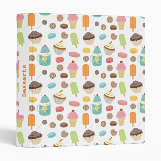 Food Pattern Desserts Recipes Binder (Front/Spine)