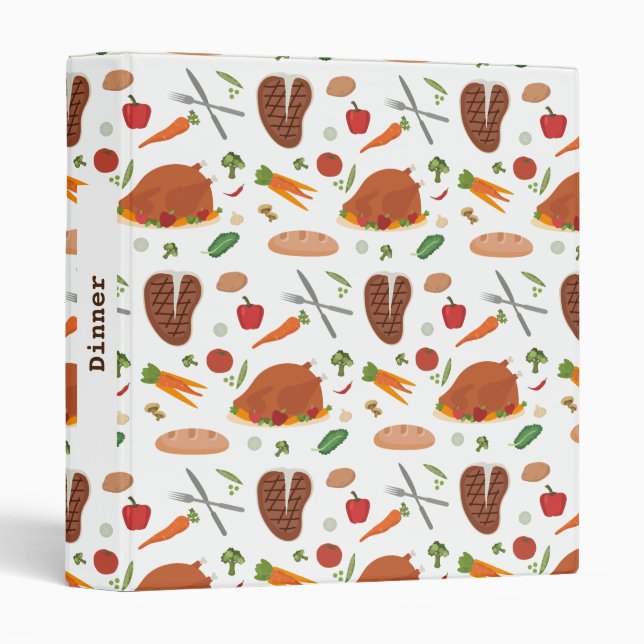 Food Pattern Dinner Recipes Binder (Front/Spine)