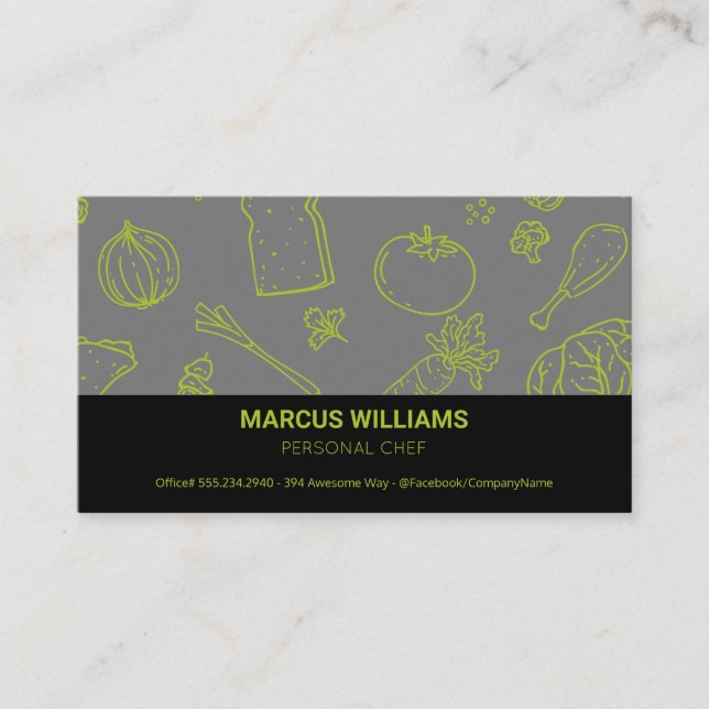 Food Pattern | Executive Chef | Kitchen Manager Business Card (Front)