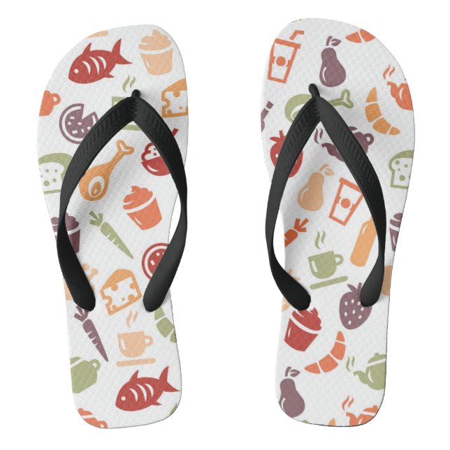 Food Pattern Flip Flops (Footbed)
