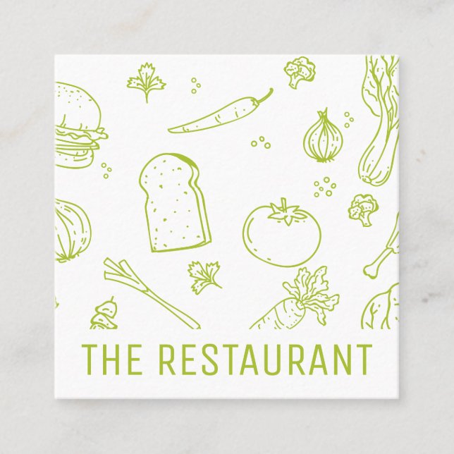 Food Pattern | Restaurant Owner | Chef Square Business Card (Front)