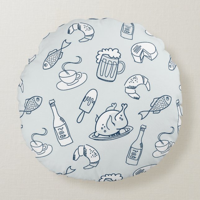 Food Pattern Round Pillow (Front)