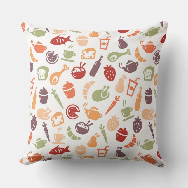 Food Pattern Throw Pillow (Front)