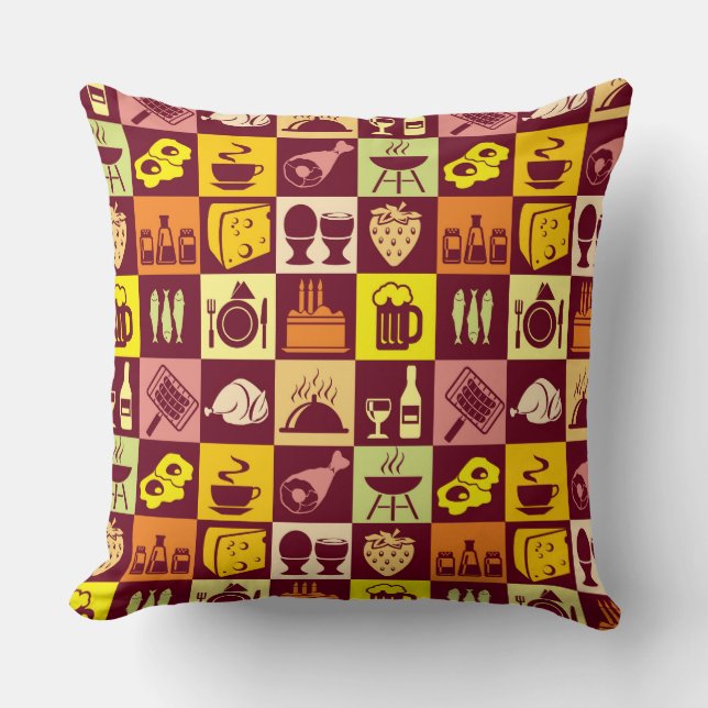 Food Pattern Throw Pillow (Front)