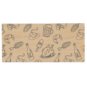 Food Pattern Wood USB Flash Drive