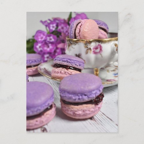 Food Photography Afternoon Tea Berry Macarons Postcard