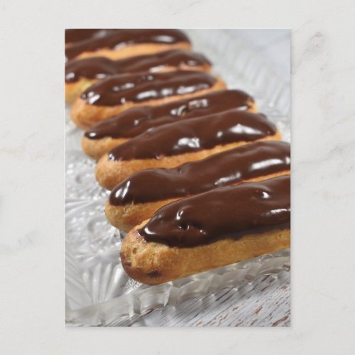 Food Photography Boston Cream Filled Eclairs Postcard