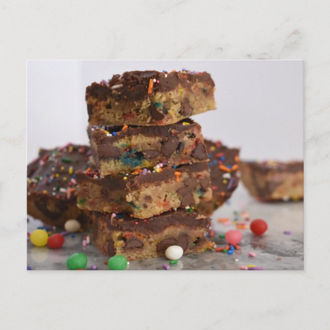 Food Photography Chocolate Chip Cookie Bars Postcard (Front)