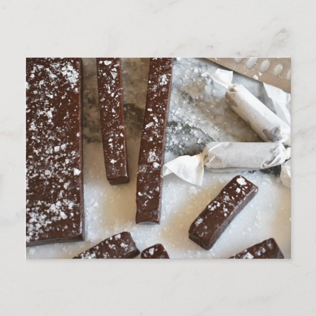 Food Photography Chocolate Sea Salt Caramel Candy Postcard (Front)