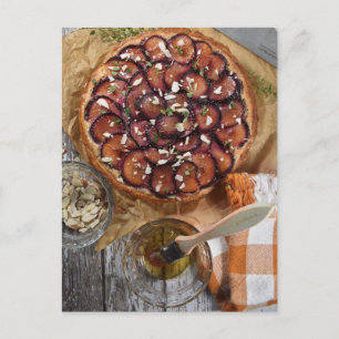 Food Photography Frangipane Plum Honey Tart Postcard