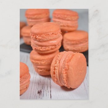 Food Photography French Pastry Peach Macarons Postcard by rebeccaheartsny at Zazzle