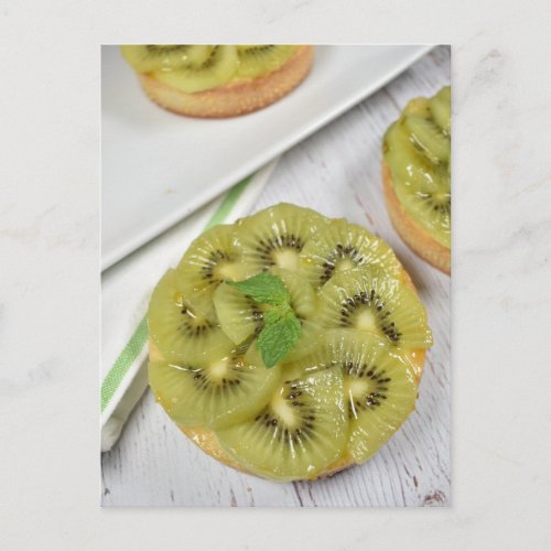 Food Photography Kiwi Fruit Tartlet Pastries Postcard