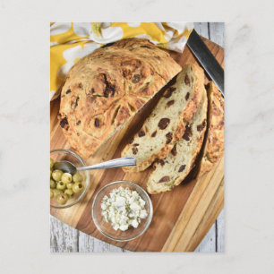 Food Photography Sliced Bleu Cheese Fig Bread Postcard