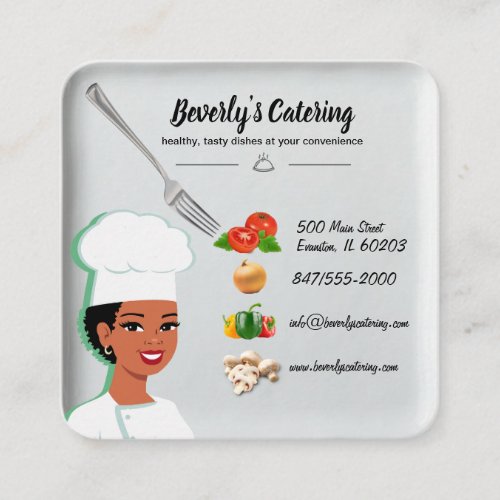 food plate catering business card