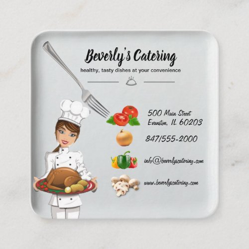 food plate catering business card