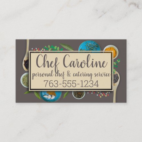 Food prep herbs spices chef catering culinary business card
