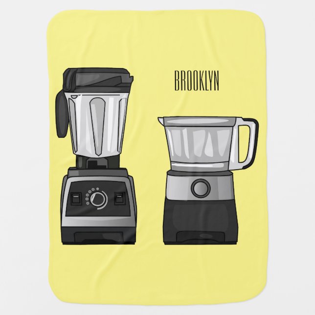 Food processor & blender cartoon illustration  baby blanket (Front)