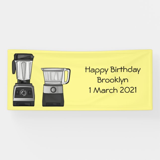 Food processor & blender cartoon illustration banner (Horizontal)