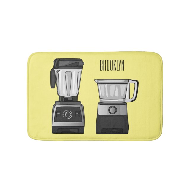 Food processor & blender cartoon illustration  bath mat (Front)