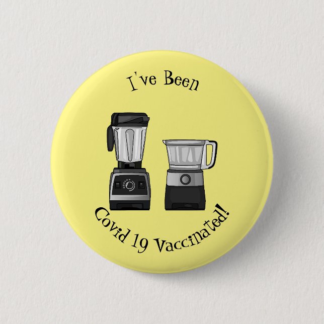 Food processor & blender cartoon illustration button (Front)