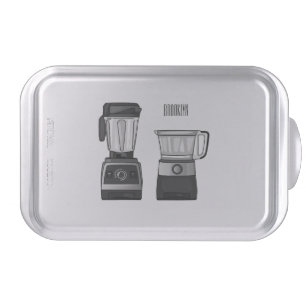 Food processor & blender cartoon illustration  cake pan
