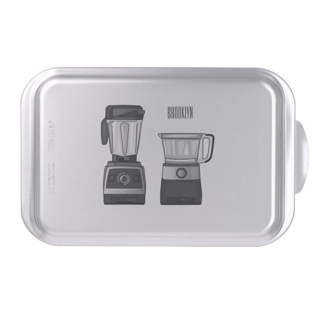 Food processor & blender cartoon illustration  cake pan (Front)