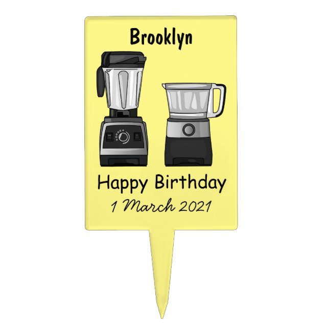 Food processor & blender cartoon illustration cake topper (Front)