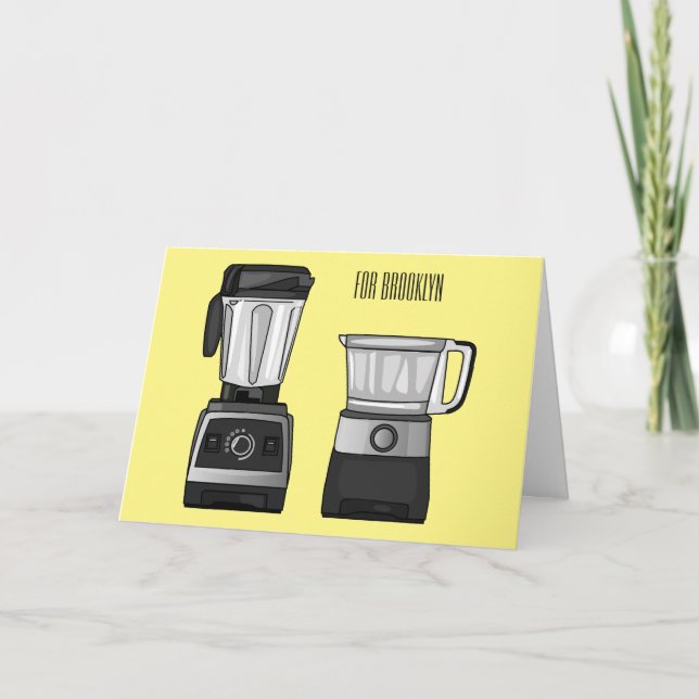 Food processor & blender cartoon illustration  card (Front)