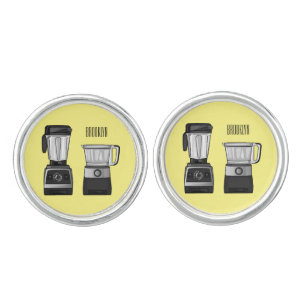 Food processor & blender cartoon illustration  cufflinks