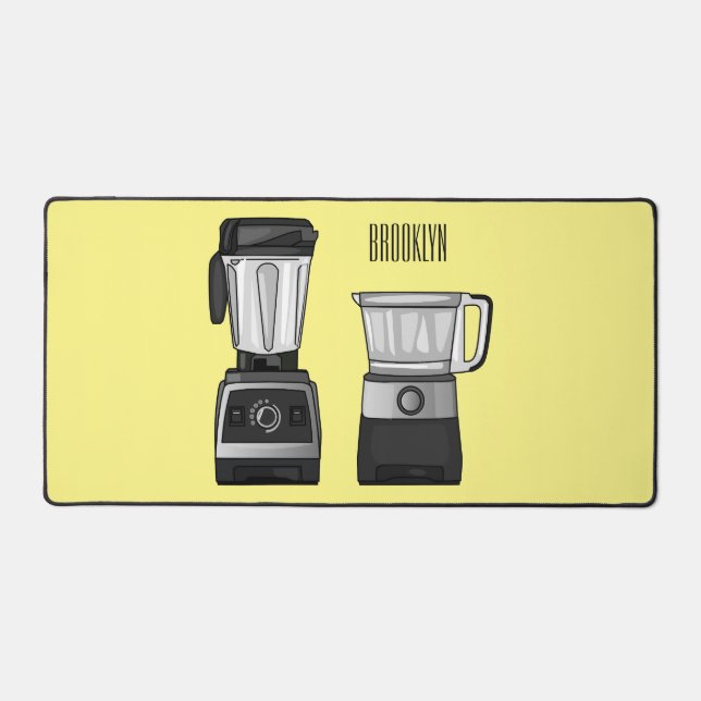 Food processor & blender cartoon illustration  desk mat (Front)