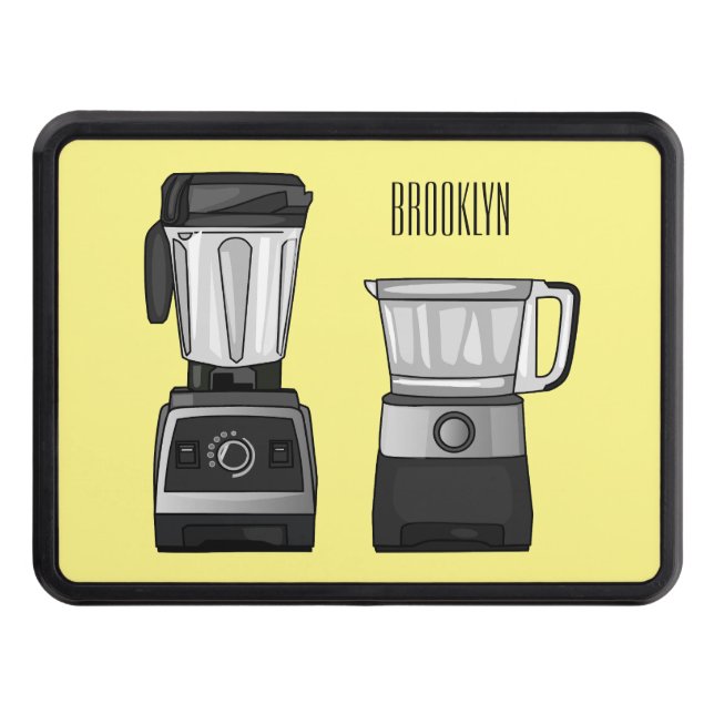 Food processor & blender cartoon illustration  hitch cover (Front)
