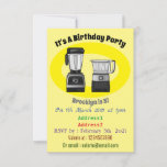 Food processor &amp; blender cartoon illustration invitation