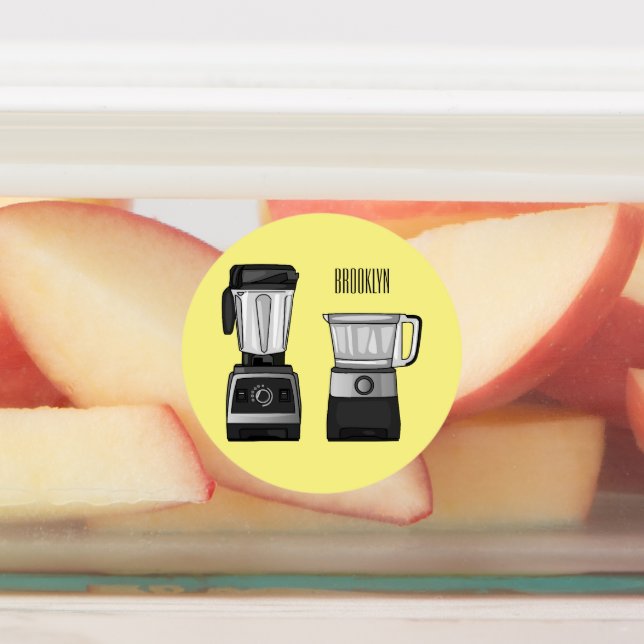Food processor & blender cartoon illustration  labels (Affixed)