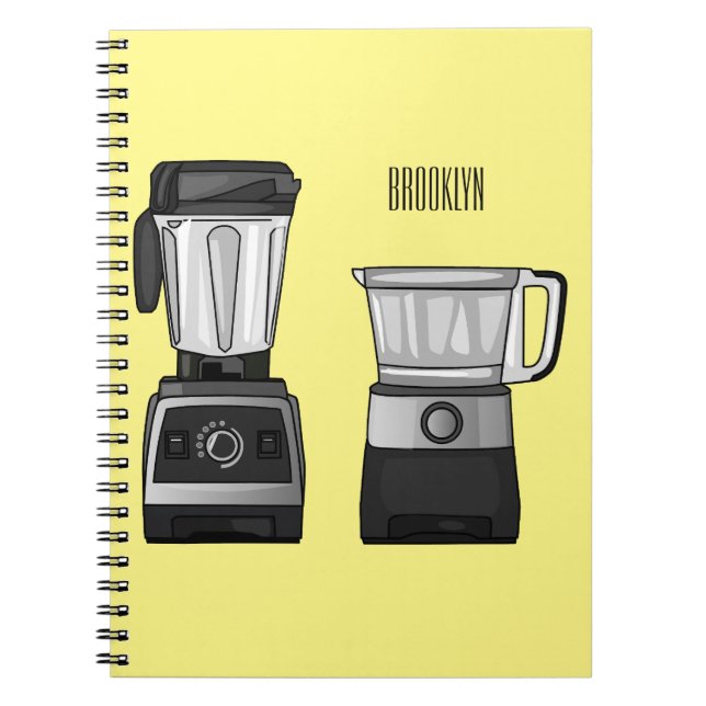 Food processor & blender cartoon illustration  notebook (Front)
