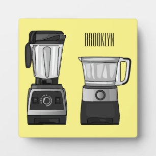Food processor & blender cartoon illustration plaque