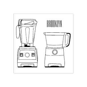 Food processor & blender cartoon illustration rubber stamp