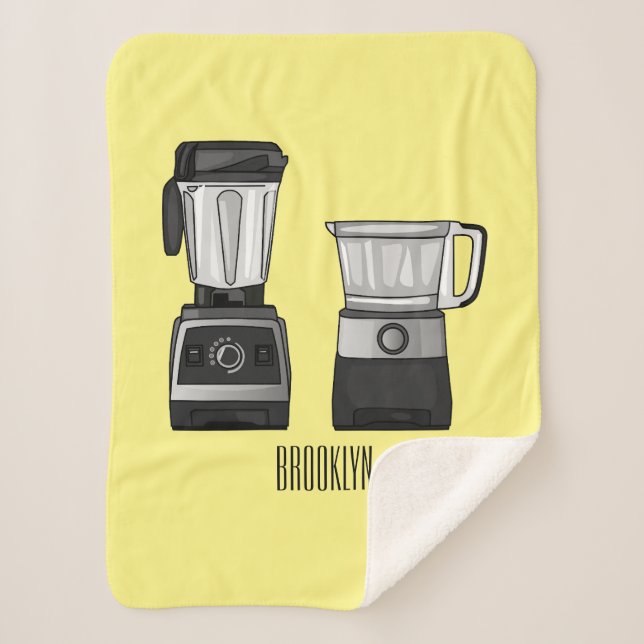 Food processor & blender cartoon illustration sherpa blanket (Front)